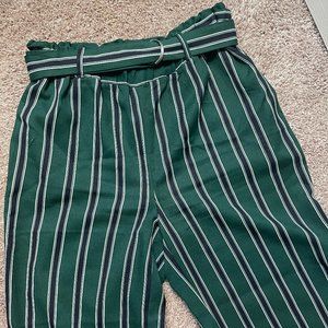 Green Striped Palazzo Pants